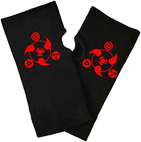 DUOAMARE Black Fingerless Gloves Anime Ninja Shinobu Cosplay Typing Thin Knit Cloth Lightweight Stretchy Novelty Laptop Gloves Men And Women in Kuwait