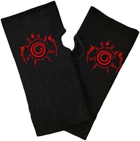 DUOAMARE Black Fingerless Gloves Anime Ninja Shinobu Cosplay Typing Thin Knit Cloth Lightweight Stretchy Novelty Laptop Gloves Men And Women in Kuwait