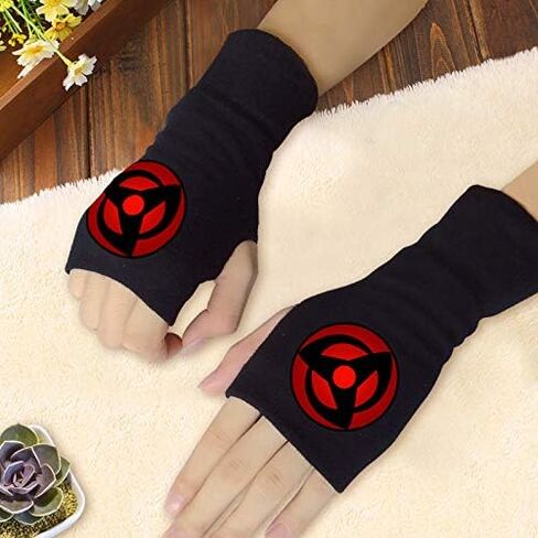 DUOAMARE Black Fingerless Gloves Anime Ninja Shinobu Cosplay Typing Thin Knit Cloth Lightweight Stretchy Novelty Laptop Gloves Men And Women in Kuwait