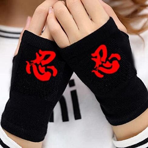 DUOAMARE Black Fingerless Gloves Anime Ninja Shinobu Cosplay Typing Thin Knit Cloth Lightweight Stretchy Novelty Laptop Gloves Men And Women in Kuwait