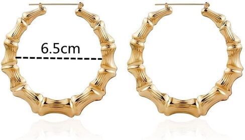 6 أزواج من الأقراط الكبيرة على شكل الخيزران مجموعة أقراط هيب هوب ذهبية اللون للنساء مجوهرات البنات in Kuwait