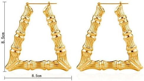 6 أزواج من الأقراط الكبيرة على شكل الخيزران مجموعة أقراط هيب هوب ذهبية اللون للنساء مجوهرات البنات in Kuwait