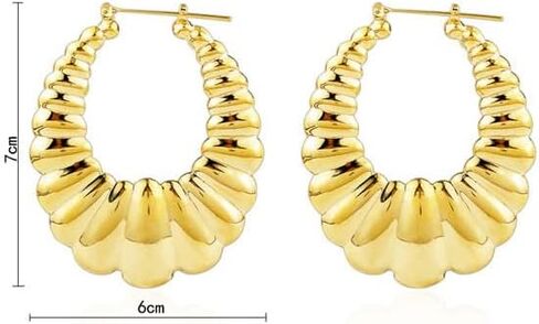 6 أزواج من الأقراط الكبيرة على شكل الخيزران مجموعة أقراط هيب هوب ذهبية اللون للنساء مجوهرات البنات in Kuwait