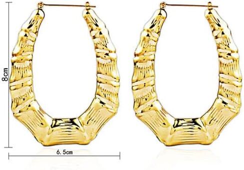 6 أزواج من الأقراط الكبيرة على شكل الخيزران مجموعة أقراط هيب هوب ذهبية اللون للنساء مجوهرات البنات in Kuwait