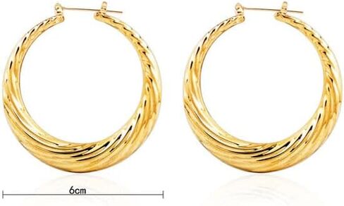 6 أزواج من الأقراط الكبيرة على شكل الخيزران مجموعة أقراط هيب هوب ذهبية اللون للنساء مجوهرات البنات in Kuwait