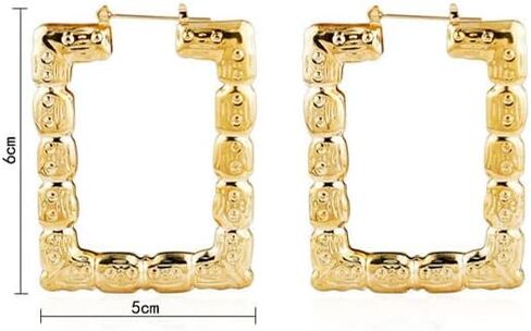 6 أزواج من الأقراط الكبيرة على شكل الخيزران مجموعة أقراط هيب هوب ذهبية اللون للنساء مجوهرات البنات in Kuwait