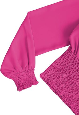 LYANER Women's V Neck Shirred Polka Dots Long Sleeve Frill Crop Blouse Shirt Tops in Saudi Arabia