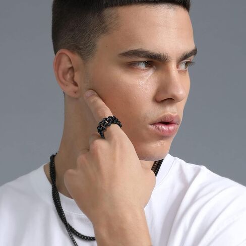 خاتم ChainsProMax للرجال Miami Cuban Link/Celtic/Skull، من الفولاذ المقاوم للصدأ/صندوق هدايا أسود in Kuwait