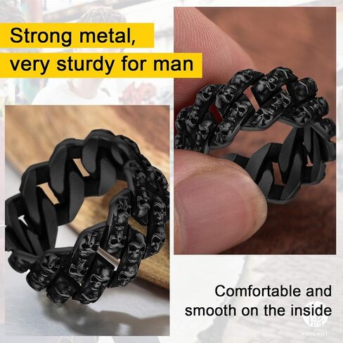 خاتم ChainsProMax للرجال Miami Cuban Link/Celtic/Skull، من الفولاذ المقاوم للصدأ/صندوق هدايا أسود in Kuwait