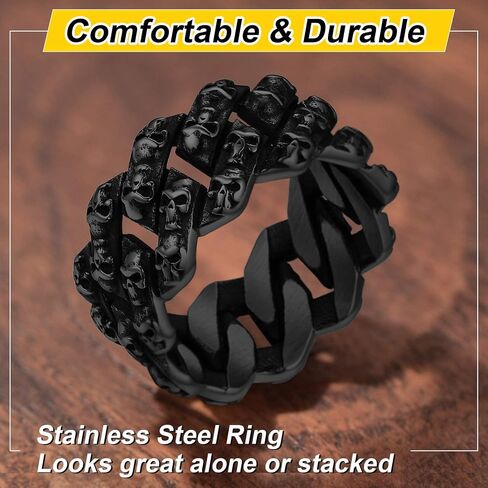 خاتم ChainsProMax للرجال Miami Cuban Link/Celtic/Skull، من الفولاذ المقاوم للصدأ/صندوق هدايا أسود in Kuwait