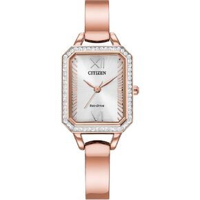 Citizen Ladies' Silhouette Crystal Eco-Drive Bangle Watch, Rectanlge Case, 3-Hand, Stainless Steel in Saudi Arabia