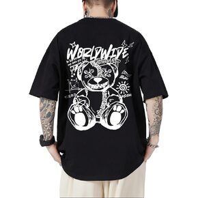 GORGLITTER Men's Letter Graphic Print T Shirts Round Neck Short Sleeve Loose Tee Tops in Kuwait