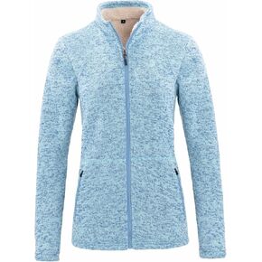 ThCreasa Womens Long Sleeve Zip Up Sweater Fleece Jacket Sherpa Lined Stand Collar Speckled Jacket