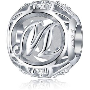 FOREVER QUEEN Letter Charm Initial A-Z Alphabet Charm Dangle Charm for Bracelet Necklace 925 Sterling Silver CZ Beads Charm Personalized Gift Jewelry in Saudi Arabia