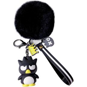 سلسلة مفاتيح لطيفة على شكل يونيكورن بوم بوم مع كرة فرو صغيرة لتزيين هدية عيد الميلاد، لون اسود، مقاس S من تونسامفو in Kuwait