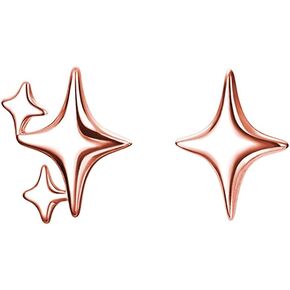 SLUYNZ 925 Sterling Silver Star Earrings Studs for Women Teen Girls Dainty Post Studs Earrings Asymmetric Earrings