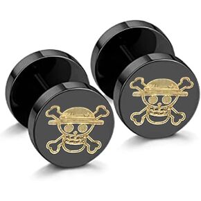 YCL & TXL الأسود برغي وأقراط الرجال النساء جولة الجمجمة نمط أنيمي الأذن مربط للرجال أقراط الفولاذ المقاوم للصدأ أقراط in Kuwait