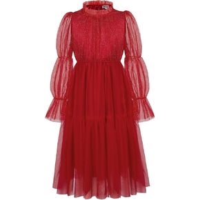 GRACE KARIN Girls Mesh Long Sleeve Dress Flared High Waist Party Dresses 5-12Y