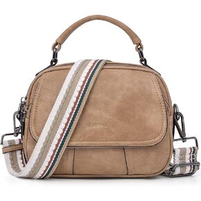 Caitina Crossbody Purse for Women Trendy Small Shoulder Bag Vegan Leather Satchel Handbags For Women with 2 Adjustable Strap