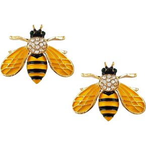 SELOVO Honeybee Bee Yellow Enamel Small Brooch Pin Set 2 Pcs Gold Tone Crystal in Saudi Arabia