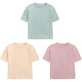 ZFTTZYMX Baby Boys Girls Solid T-Shirts Crew Neck Short Sleeve Casual Tops Toddler Kids Summer Cotton Tees