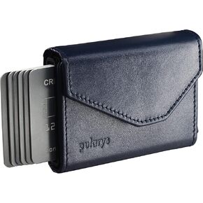PULARYS Mini Wallet RAVEN - Multifunckion Credit Card Case - Italian Leather - RFID blocking - Size: 6.5 x 10 x 2.5 cm - Space for up to 7 Cards - Classic Design
