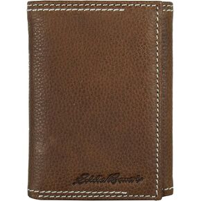 محفظة Eddie Bauer الرجالية المميزة ذات الغرزة الجلدية ثلاثية الطي مع 6 فتحات للبطاقات وحماية RFID، أسمر ضارب للصفرة، مقاس واحد in Saudi Arabia