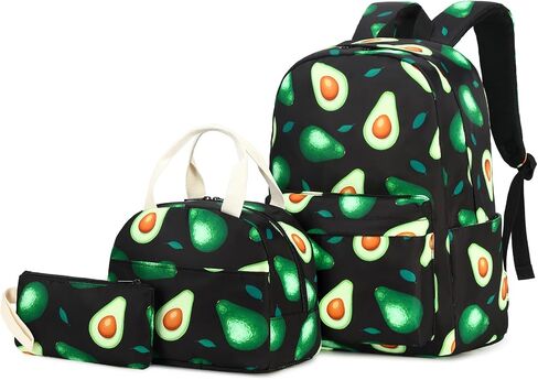 حقيبة ظهر مدرسية من Esfoxes Avocado للفتيات، وحقائب مدرسية للأطفال والمراهقين مع مجموعة حقائب كتب مع حقيبة غداء وحقيبة أقلام in Kuwait