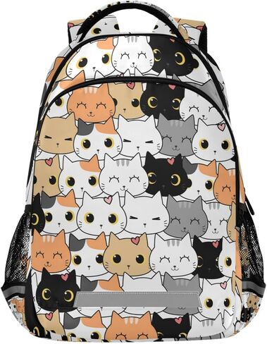 Cute Cat School Backpack for Boys Girls Portable Wide shoulder strap Backpack Lightweight Travel Bag College Casual Daypack with Reflective Strip Large in Saudi Arabia