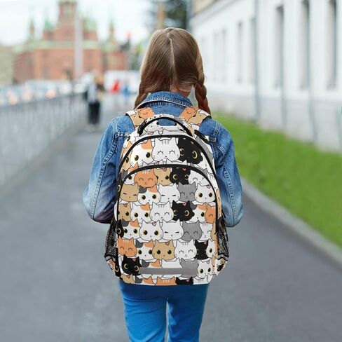 Cute Cat School Backpack for Boys Girls Portable Wide shoulder strap Backpack Lightweight Travel Bag College Casual Daypack with Reflective Strip Large in Saudi Arabia