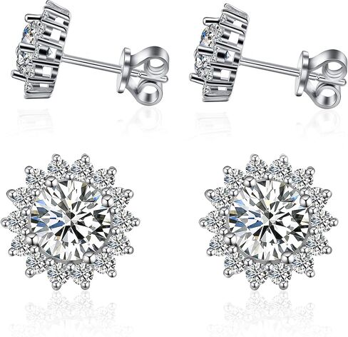 أقراط ONKAZO Moissanite المرصعة في المختبر أقراط ألماس مضادة للحساسية 0.6 قيراط - 2 قيراط D لون دائري 18 قيراط مطلي بالذهب الأبيض 925 أقراط من الفضة الإسترلينية هدايا مجوهرات للنساء والرجال in Kuwait