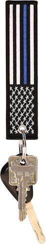 Great 1 Thin Blue Line American Flag Keychain Tag with Key Ring & Carabiner 2-Pack - Police & Law Enforcement in Kuwait