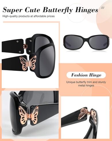 LVIOE Polarized Sunglasses for Women, Fashion Butterfly Decoration Driving Fishing-99.99% UV Protection in Kuwait