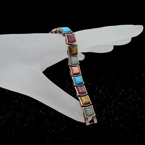 YINOX Copper Bracelet for Women for Arthritis Carpal Tunnel Pain Relief, 7.87'' Color Turquoise Adjustable Magnetic Therapy Bracelet,Fashion Health Jewelry in Saudi Arabia
