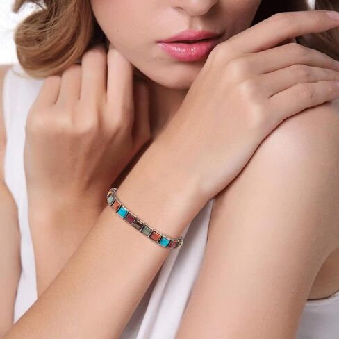 YINOX Copper Bracelet for Women for Arthritis Carpal Tunnel Pain Relief, 7.87'' Color Turquoise Adjustable Magnetic Therapy Bracelet,Fashion Health Jewelry in Saudi Arabia