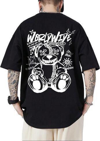 GORGLITTER Men's Letter Graphic Print T Shirts Round Neck Short Sleeve Loose Tee Tops in Kuwait