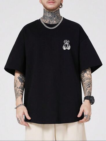 GORGLITTER Men's Letter Graphic Print T Shirts Round Neck Short Sleeve Loose Tee Tops in Kuwait