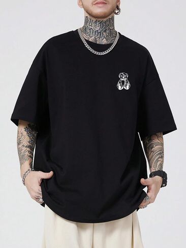 GORGLITTER Men's Letter Graphic Print T Shirts Round Neck Short Sleeve Loose Tee Tops in Kuwait