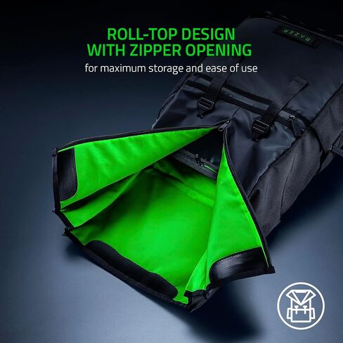 Razer Recon 15" Rolltop Backpack: Versatile All-Weather w/Full Capacity - Water & Abrasion Resistant - Fits 15 inch Laptops - Waterproof Zipper - Padded Back Shoulders Straps - MOLLE Webbing & D Ring in Saudi Arabia
