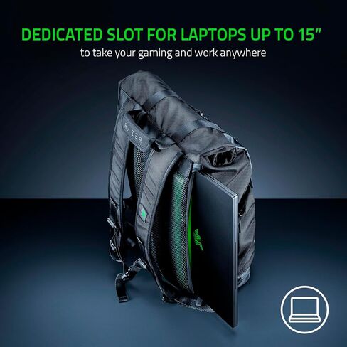 Razer Recon 15" Rolltop Backpack: Versatile All-Weather w/Full Capacity - Water & Abrasion Resistant - Fits 15 inch Laptops - Waterproof Zipper - Padded Back Shoulders Straps - MOLLE Webbing & D Ring in Saudi Arabia