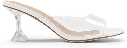 صنادل نسائية من DREAM PAIRS بكعب شفاف ومقدمة مربعة وكعب عالي وكعب رفيع سهل الارتداء في فستان الزفاف in Kuwait