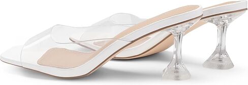 صنادل نسائية من DREAM PAIRS بكعب شفاف ومقدمة مربعة وكعب عالي وكعب رفيع سهل الارتداء في فستان الزفاف in Kuwait