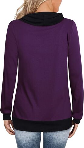 Youtalia Women's Long Sleeve Cowl Neck Pullover Button Side Tunic Sweatshirt in Kuwait