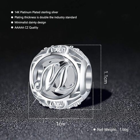 FOREVER QUEEN Letter Charm Initial A-Z Alphabet Charm Dangle Charm for Bracelet Necklace 925 Sterling Silver CZ Beads Charm Personalized Gift Jewelry in Kuwait