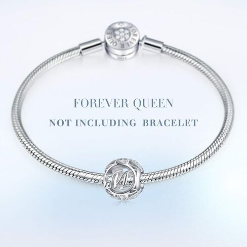 FOREVER QUEEN Letter Charm Initial A-Z Alphabet Charm Dangle Charm for Bracelet Necklace 925 Sterling Silver CZ Beads Charm Personalized Gift Jewelry in Kuwait