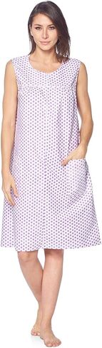 Casual Nights Women's Zip Up House Dress Sleeveless Duster Robe Housecoat Sleep Lounger in Kuwait