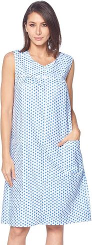 Casual Nights Women's Zip Up House Dress Sleeveless Duster Robe Housecoat Sleep Lounger in Kuwait
