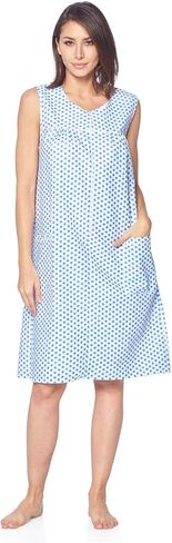 Casual Nights Women's Zip Up House Dress Sleeveless Duster Robe Housecoat Sleep Lounger in Kuwait