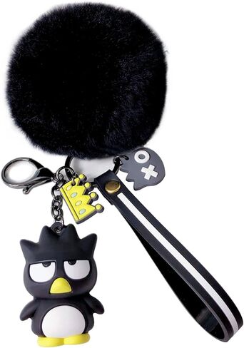 سلسلة مفاتيح لطيفة على شكل يونيكورن بوم بوم مع كرة فرو صغيرة لتزيين هدية عيد الميلاد، لون اسود، مقاس S من تونسامفو in Kuwait