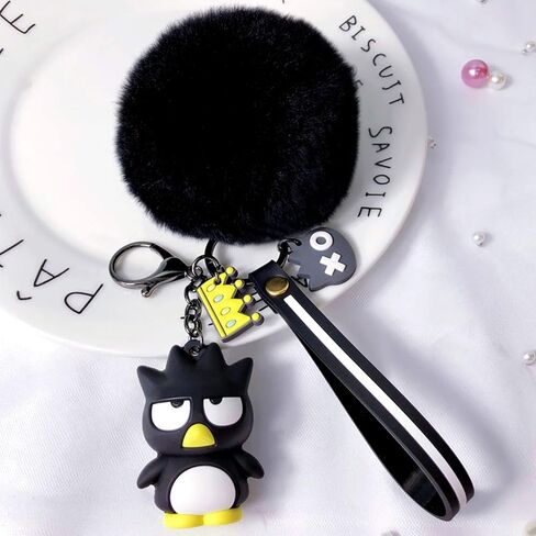 سلسلة مفاتيح لطيفة على شكل يونيكورن بوم بوم مع كرة فرو صغيرة لتزيين هدية عيد الميلاد، لون اسود، مقاس S من تونسامفو in Kuwait